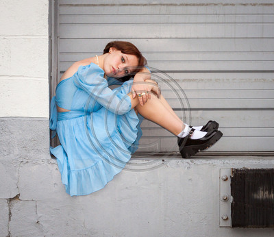 Reese Blue Dress sitting